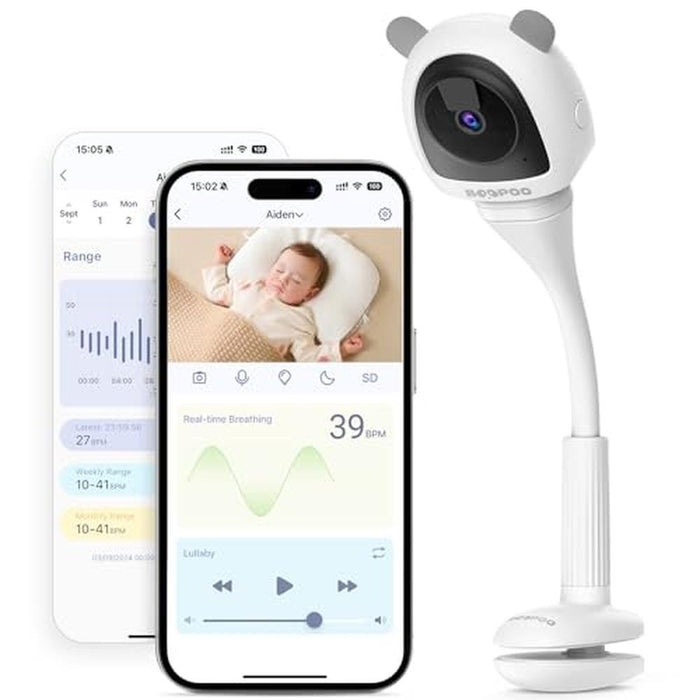 Night Boopoo: BOOPOO 2K Baby Sleep Breathing Monitor Camera – Front View