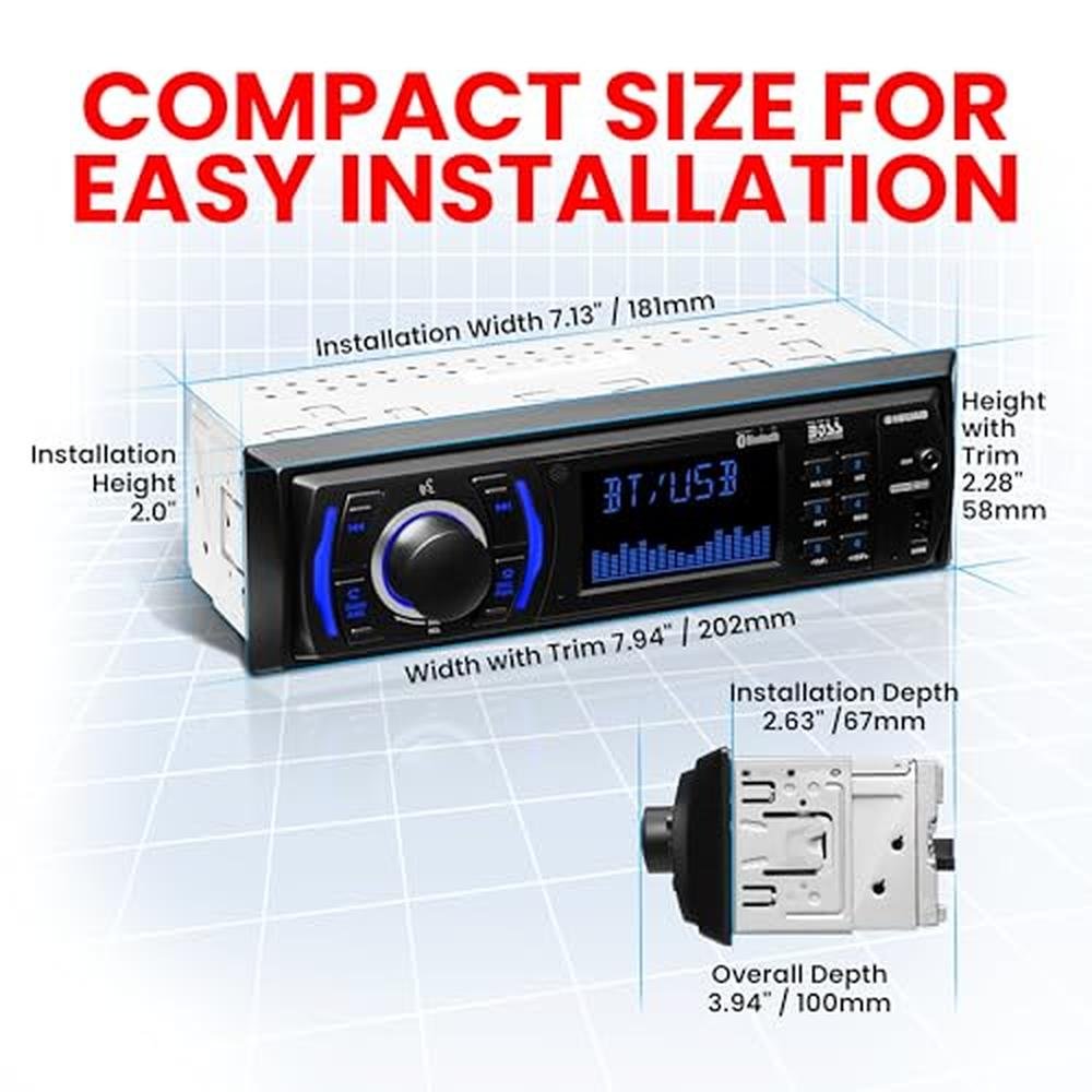 BOSS Audio Systems 616UAB Car Stereo With Bluetooth – Side View