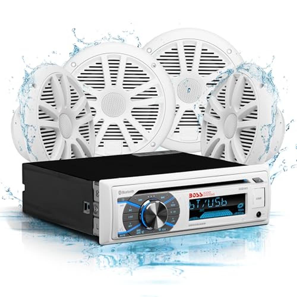 BOSS Audio Systems MCK508WB.64S Marine Boat Bluetooth – Front View