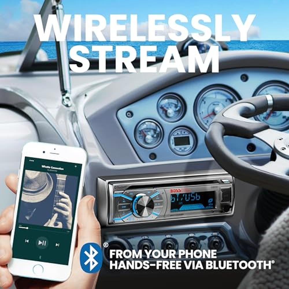 BOSS Audio Systems MR500UABS Marine Boat Stereo Single Din – Close-up Detail