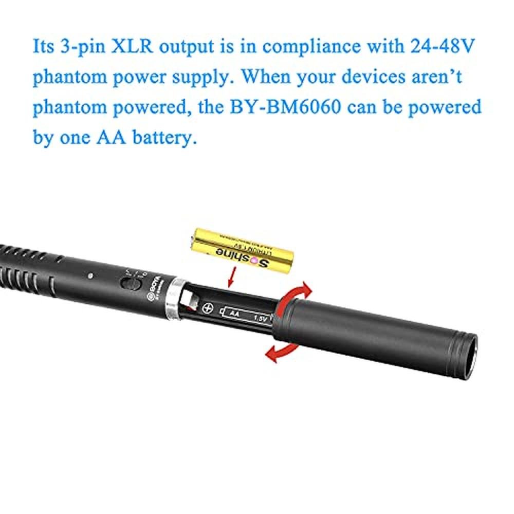 Microphone BOYA: BOYA BY-BM6060 XLR Shotgun Microphone – In Use