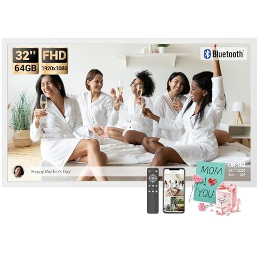 Digital Frame: BSIMB Large 32 Inch 64GB 1920x1080 FHD WiFi – Front View