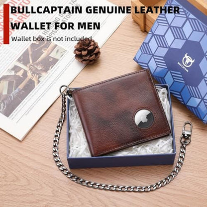 BULLCAPTAIN Slim Genuine Leather Mens Wallets with 2 ID – Side View