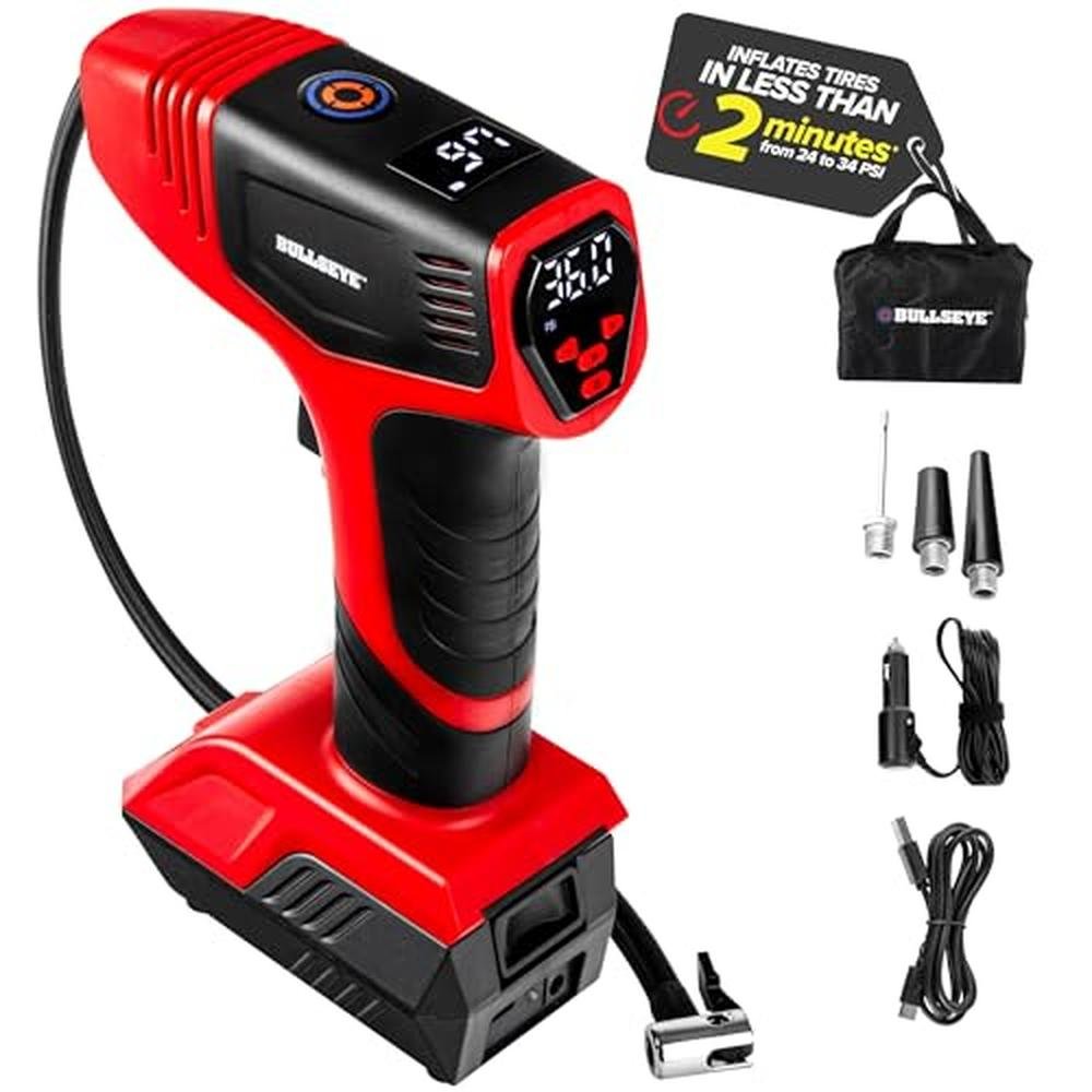 Bullseye Tire Inflator: Premium Portable Automatic Shut Off – Front View