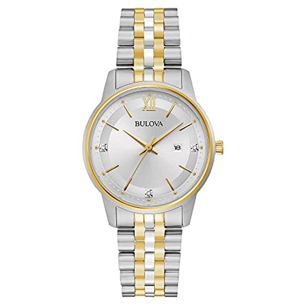 Bulova Ladies Classic Diamond Two-Tone Gold Stainless Steel – Front View