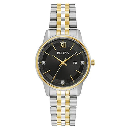 Bulova Ladies Classic Diamond Two-Tone Gold Stainless Steel – Front View