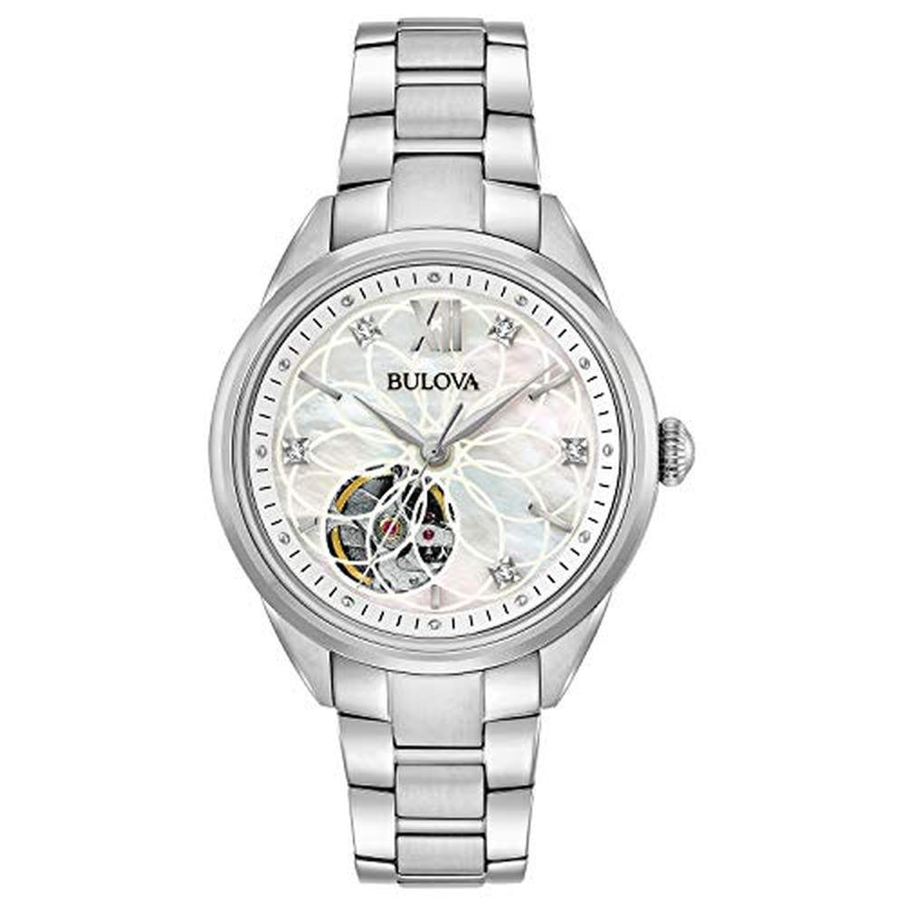 Bulova Ladies Sutton Stainless Steel 3-Hand Automatic Open – Front View