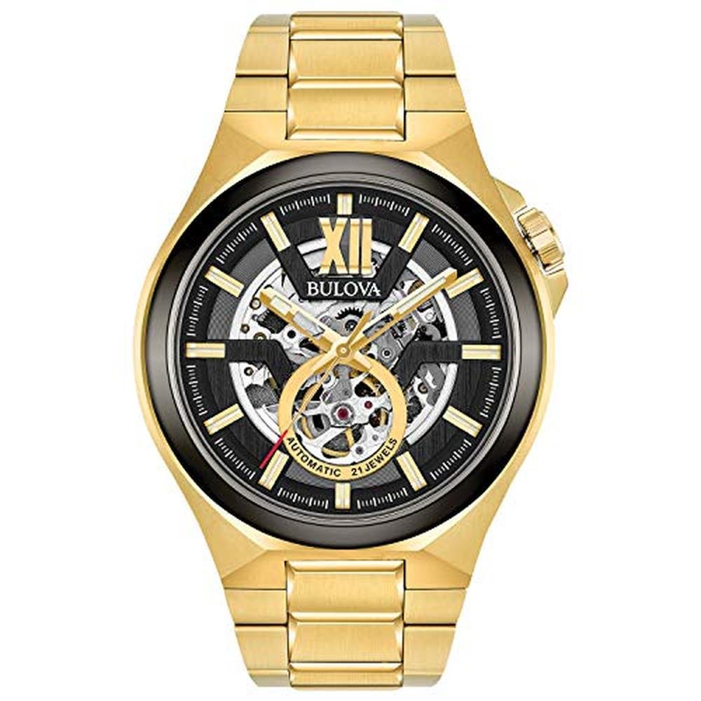 Bulova Men: Bulova Maquina Gold Tone Stainless Steel 3 Hand – Front View