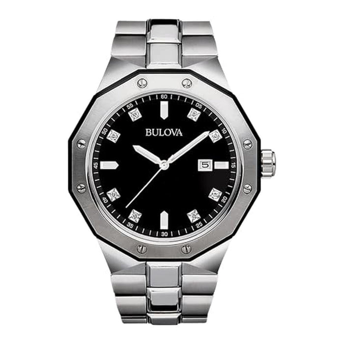 Bulova Men: Bulova Marine Star Stainless Steel 3-Hand Date – Front View