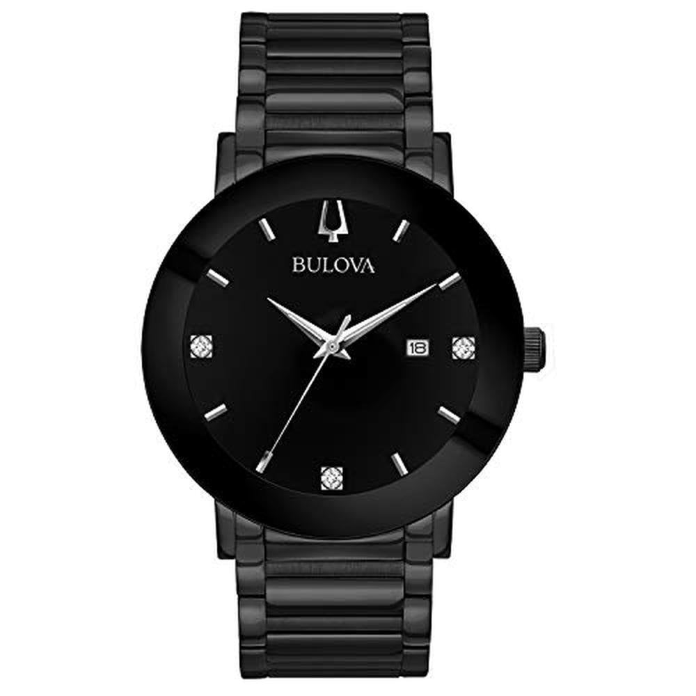 Bulova Men's Modern Black Ion-Plated Stainless Steel 3-Hand – Front View