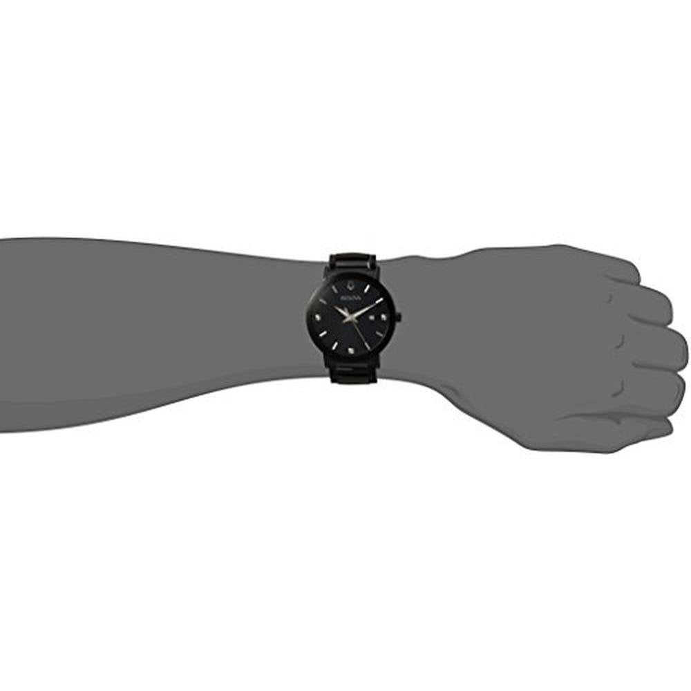 Bulova Men's Modern Black Ion-Plated Stainless Steel 3-Hand – Side View