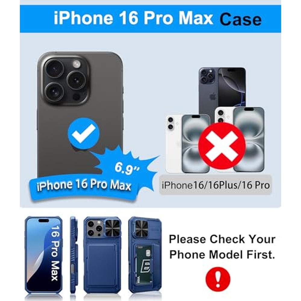iPhone Case: BXYJY iPhone 16 Pro Max Case with Card Holder – Side View
