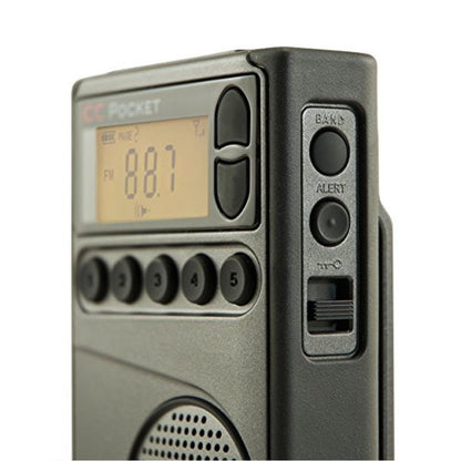 C. Crane CC Pocket Radio: AM FM and NOAA Weather Radio with – Side View