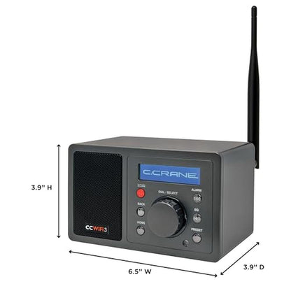 Radio Crane: C. Crane CC WiFi 3 Internet Radio with Skytune – Side View