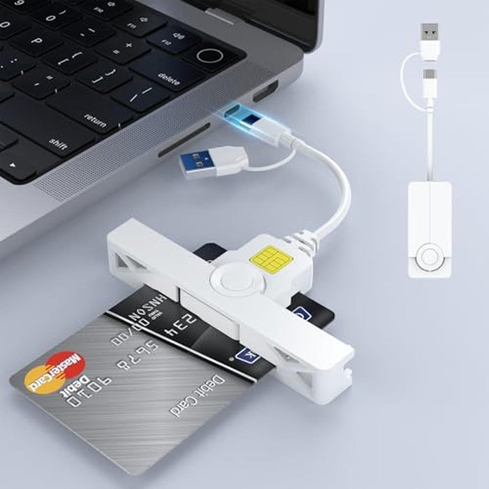 CAC Reader: 2-in-1 USB/Type C Dual Connector DOD Military – Front View