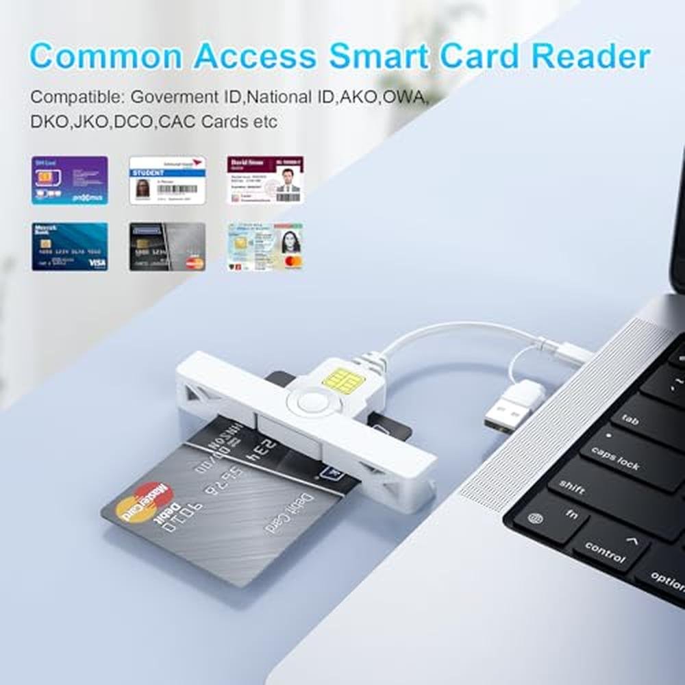 CAC Reader: 2-in-1 USB/Type C Dual Connector DOD Military – Side View