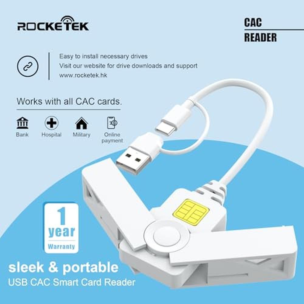 CAC Reader: 2-in-1 USB/Type C Dual Connector DOD Military – Packaging