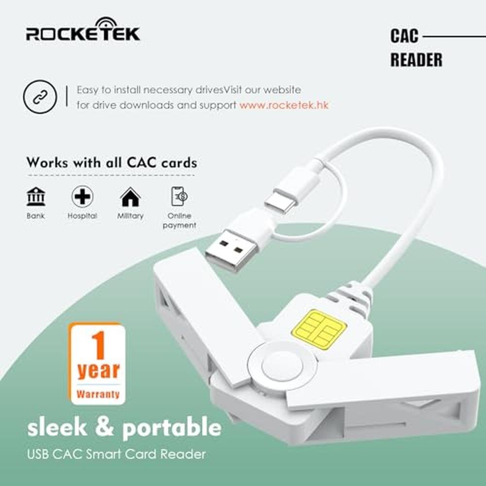 CAC Reader: 2-in-1 Type C Dual Connector DOD Military USB – Packaging