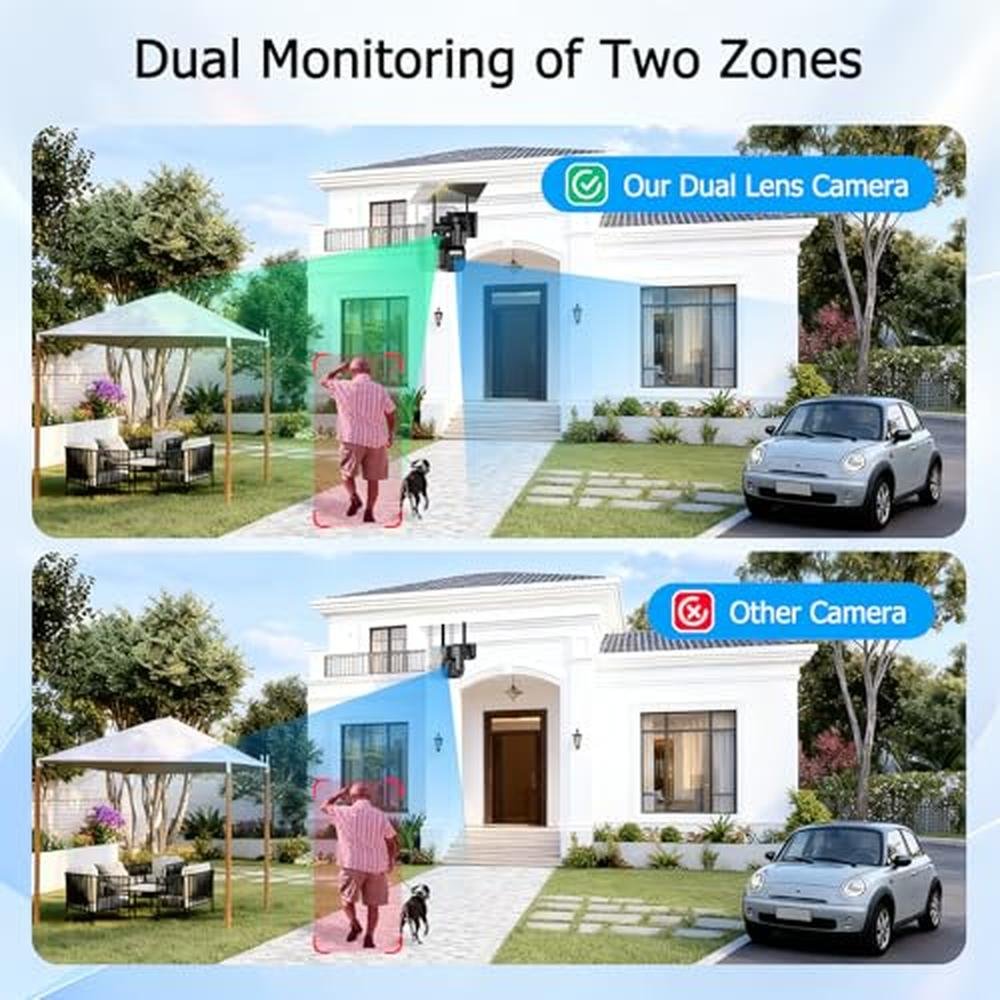 Security Caluxe: Caluxe Dual Lens Solar Security Cameras – In Use
