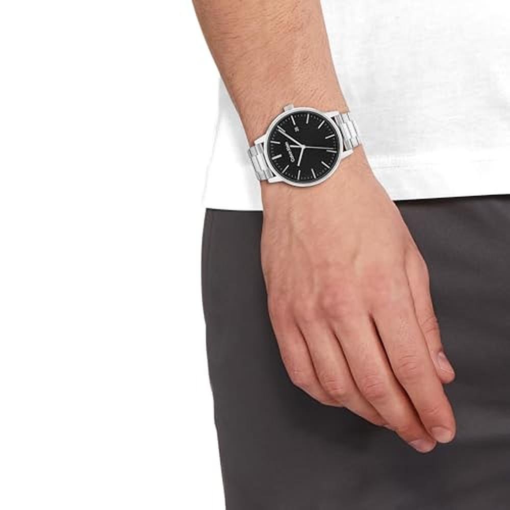 Stainless Steel: Calvin Klein Linked Men's Stainless Steel – Side View