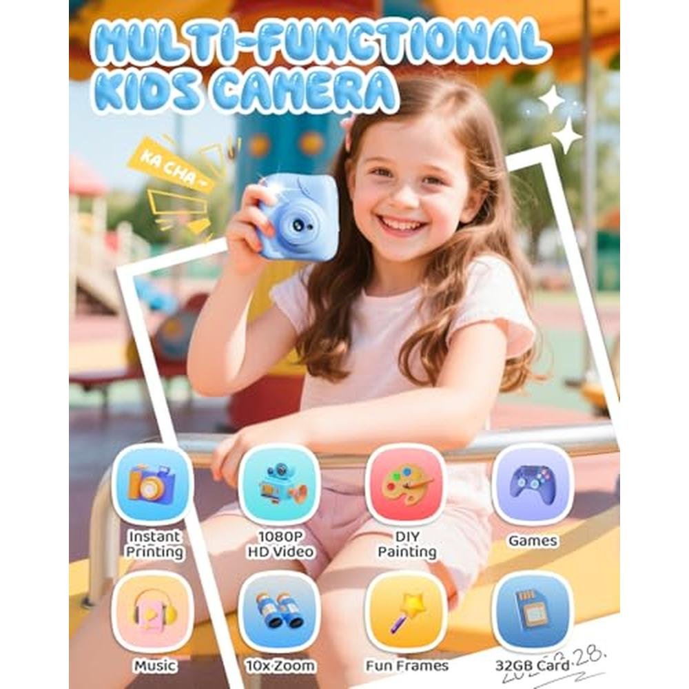 Kids Camera: CAMCLID Instant Print 1080p HD – Side View