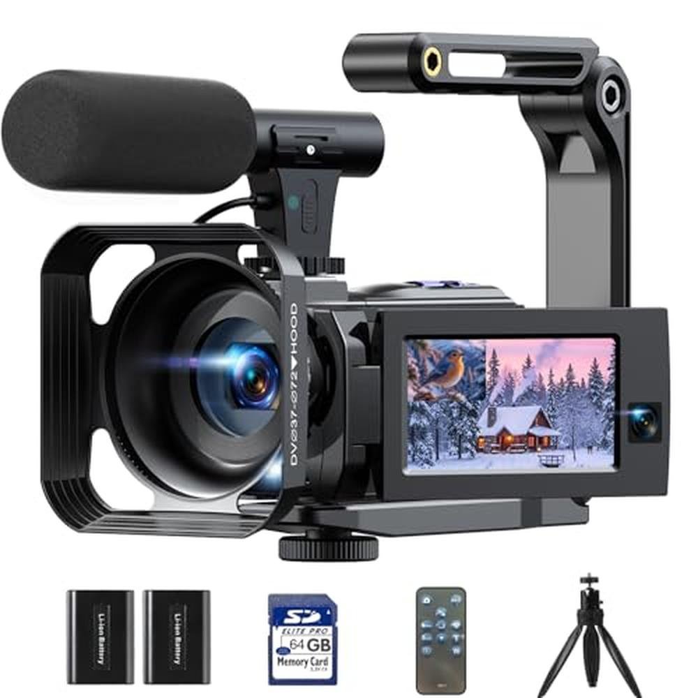 Camera Camcorder: 5K Dual Lens Vlogging Camera for YouTube – Front View