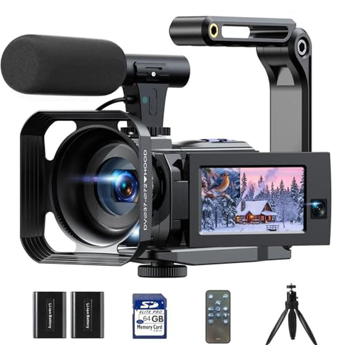 Camera Camcorder: 5K Dual Lens Vlogging Camera for YouTube – Front View
