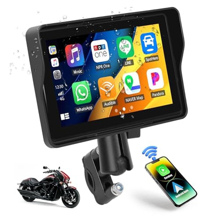 Carplay Screen: CAMECHO Motorcycle 5 Inch Waterproof – Front View