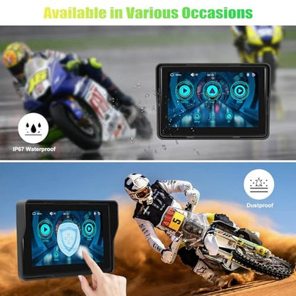 Carplay Screen: CAMECHO Motorcycle 5 Inch Waterproof – In Use