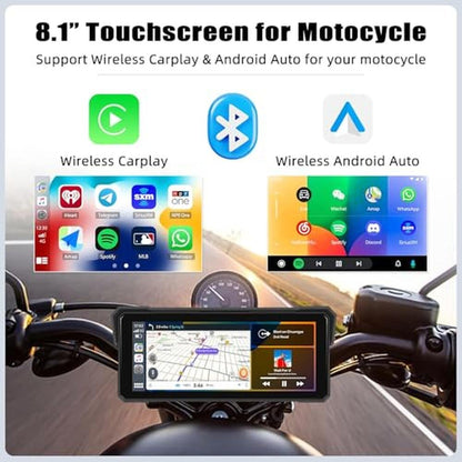 Screen Motorcycle: CAMECHO Portable Car Play 8.1 Inch IP68 – Close-up Detail