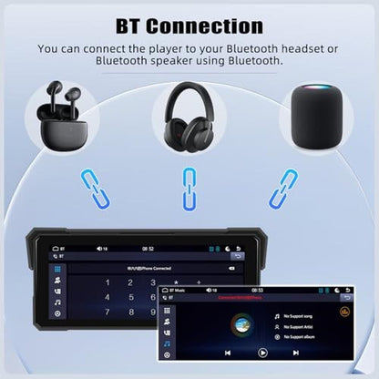 Screen Motorcycle: CAMECHO Portable Car Play 8.1 Inch IP68 – In Use