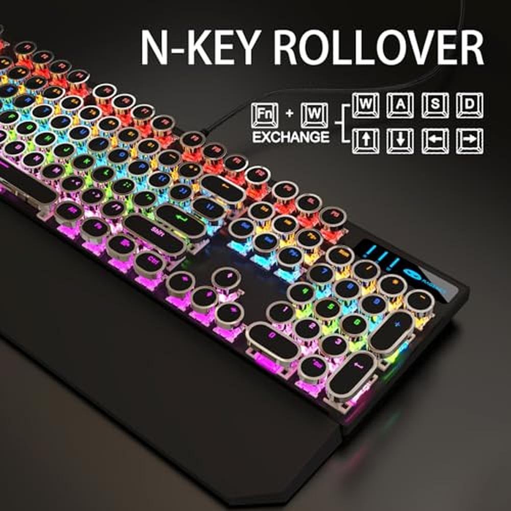 Gaming Keyboard: Camiysn Typewriter Style Mechanical Gaming – Side View