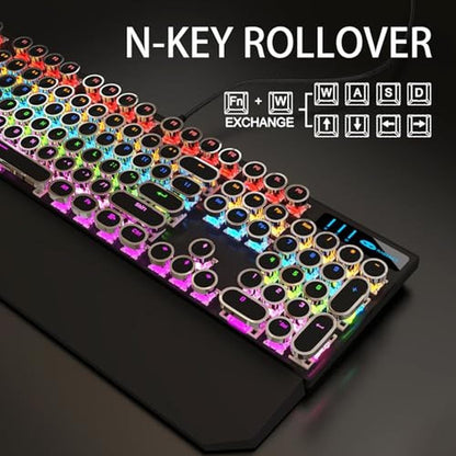 Gaming Keyboard: Camiysn Typewriter Style Mechanical Gaming – Side View