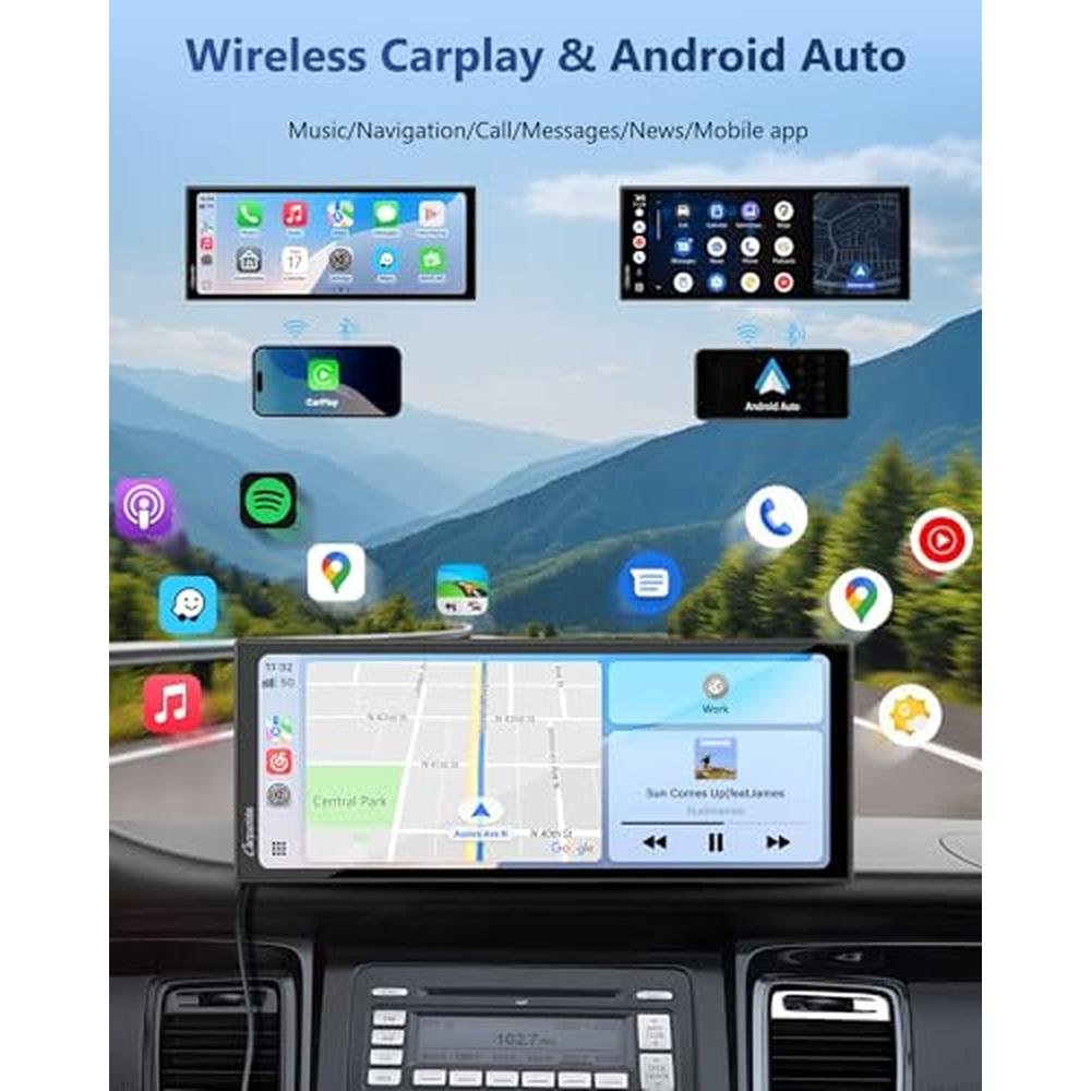 Carplay Car Screen: Carpuride 11.26 Inch Portable – Side View