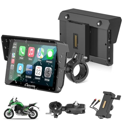 Carpuride W502S Pro: Premium Motorcycle GPS with Wireless – Front View