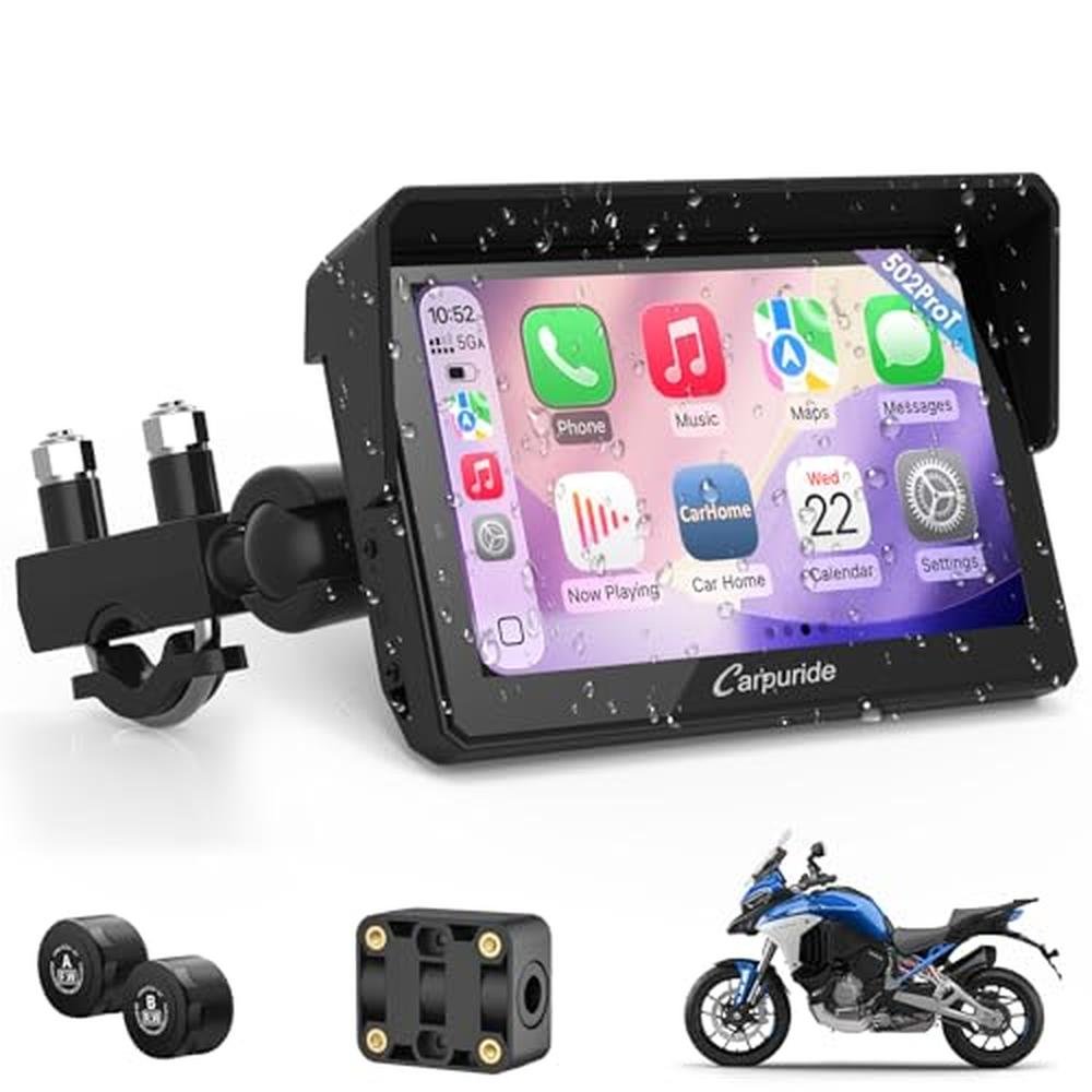 Carpuride W502TPro: Premium Motorcycle GPS Navigation – Front View
