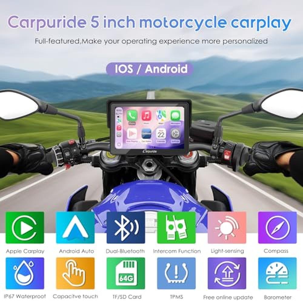 Carpuride W502TPro: Premium Motorcycle GPS Navigation – Close-up Detail