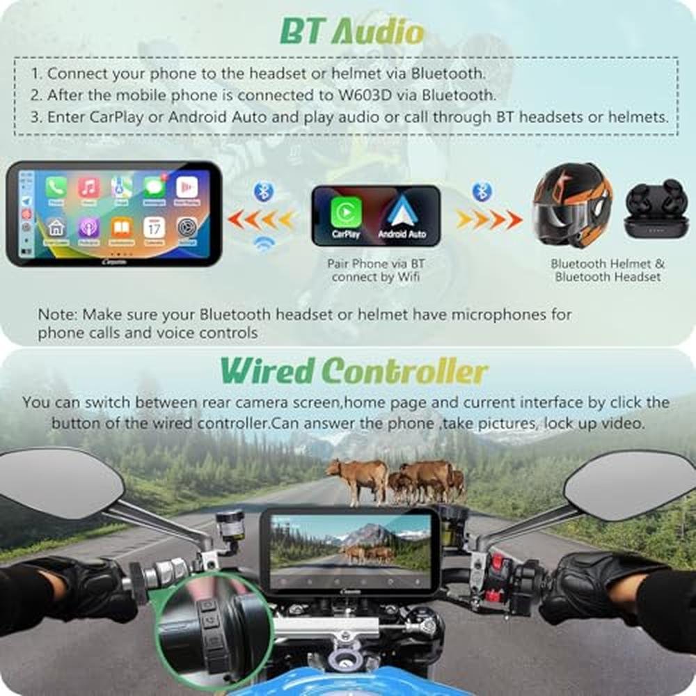 Carplay Carpuride: Carpuride W603D Motorcycle GPS Carplay – In Use