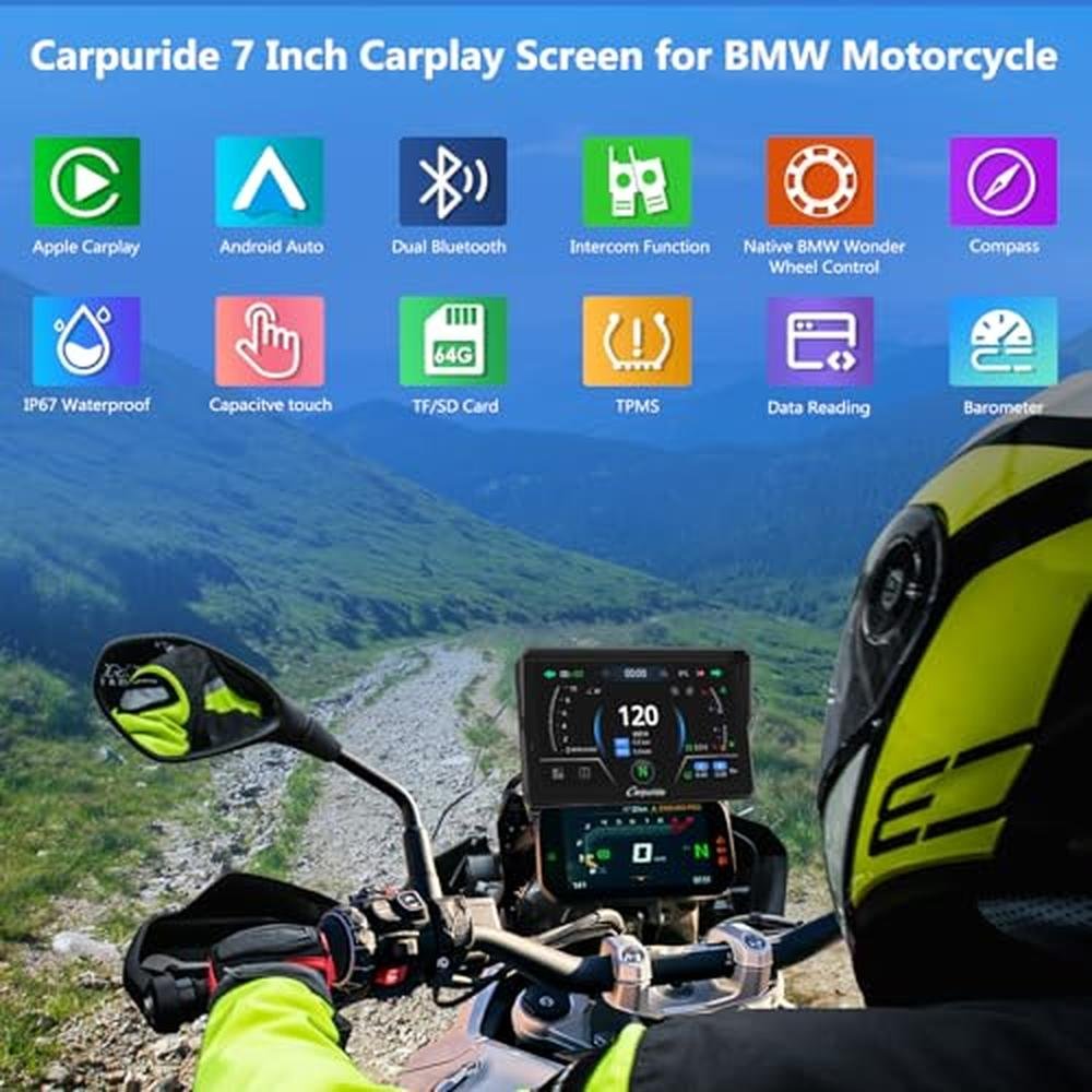 Carpuride W702BS PRO: 7 Waterproof GPS Navigation Screen – Side View