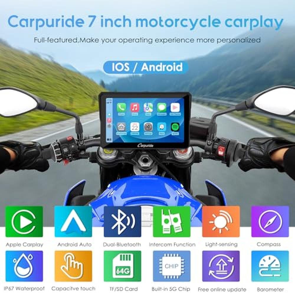 Carpuride W702PRO: 7 Waterproof GPS Navigation Screen – Side View