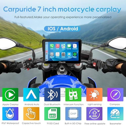 Carpuride W702PRO: 7 Waterproof GPS Navigation Screen – Side View