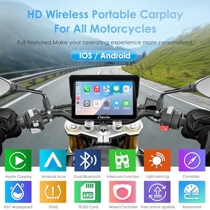 Carpuride W702S PRO: 7" Waterproof Motorcycle GPS with – Side View