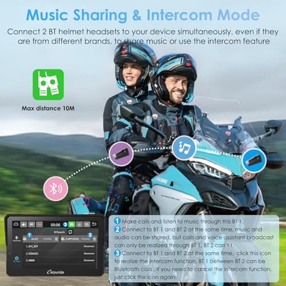 Carpuride W702S PRO: 7" Waterproof Motorcycle GPS with – In Use