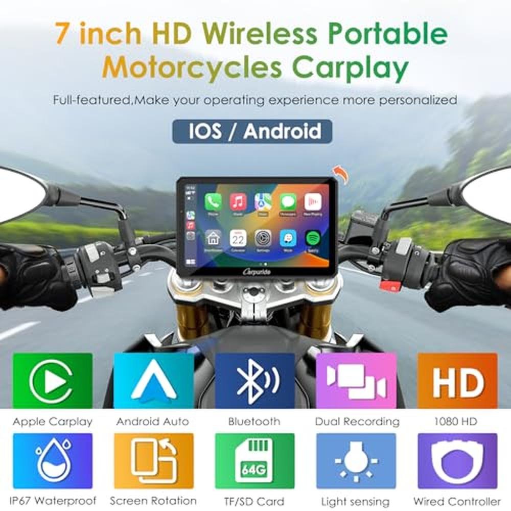 Carpuride W712D: 7 Waterproof Rotatable Navigation – Side View