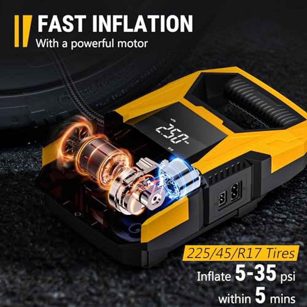 Tire Air: CARSUN AC/DC Tire Inflator Portable Air – In Use