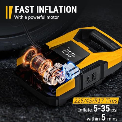 Tire Air: CARSUN AC/DC Tire Inflator Portable Air – In Use