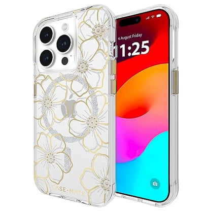 Case iPhone: Case-Mate iPhone 15 Pro Case Floral Gems – Front View