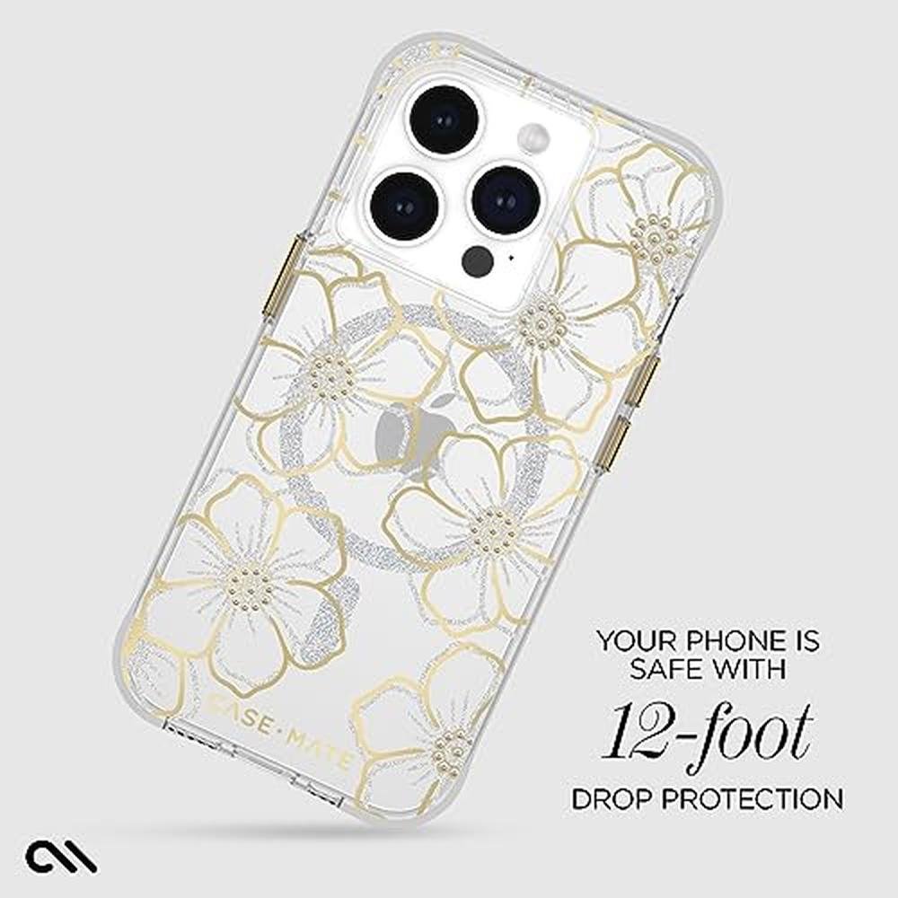 Case iPhone: Case-Mate iPhone 15 Pro Case Floral Gems – Close-up Detail
