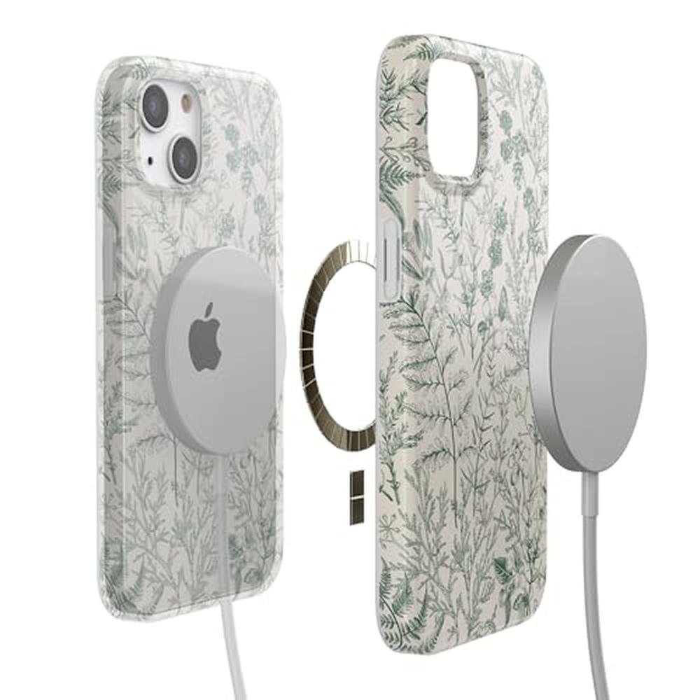 Casely iPhone 13 Case: Sage Garden Green Floral – Side View