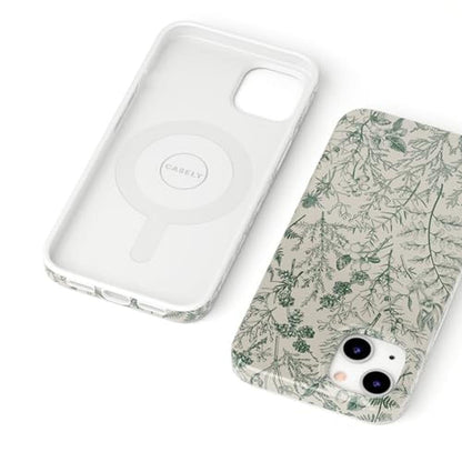 Casely iPhone 13 Case: Sage Garden Green Floral – Close-up Detail